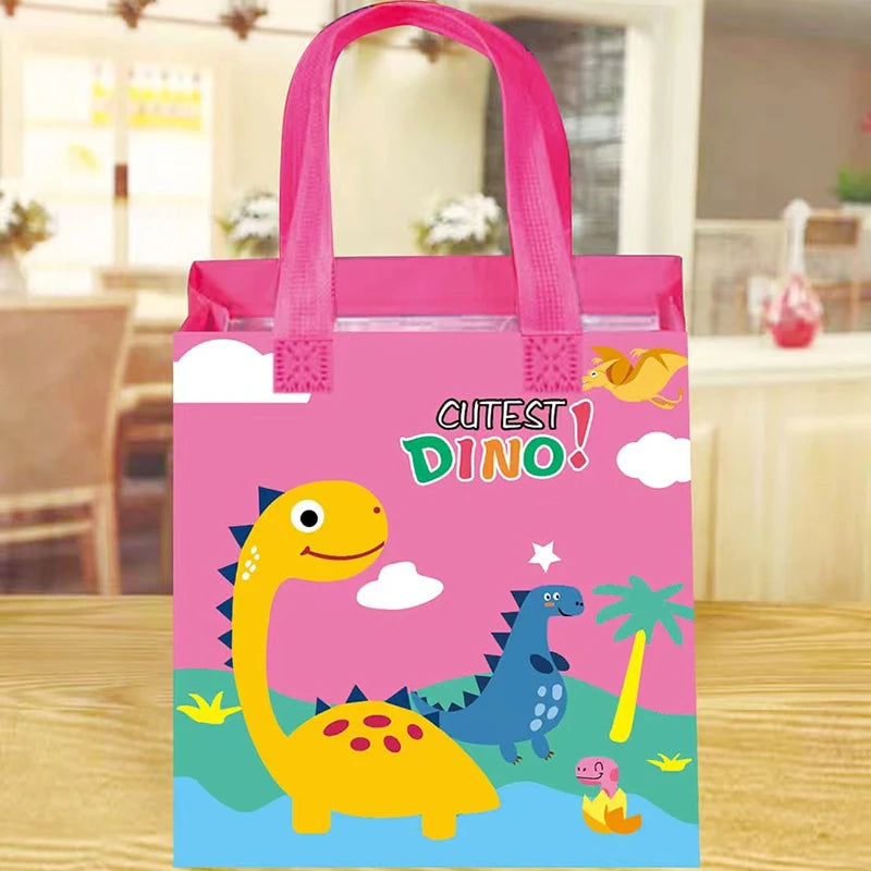 Non-Woven Reusable Dinosaur Gift Bags, 12 Pack dinosaur-pink by HitMyNeed
