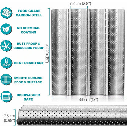 Nonstick 4-Slot Perforated French Baguette Pan by HitMyNeed