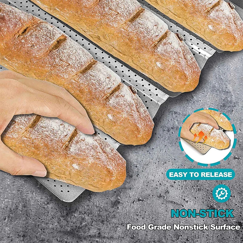 Nonstick 4-Slot Perforated French Baguette Pan by HitMyNeed