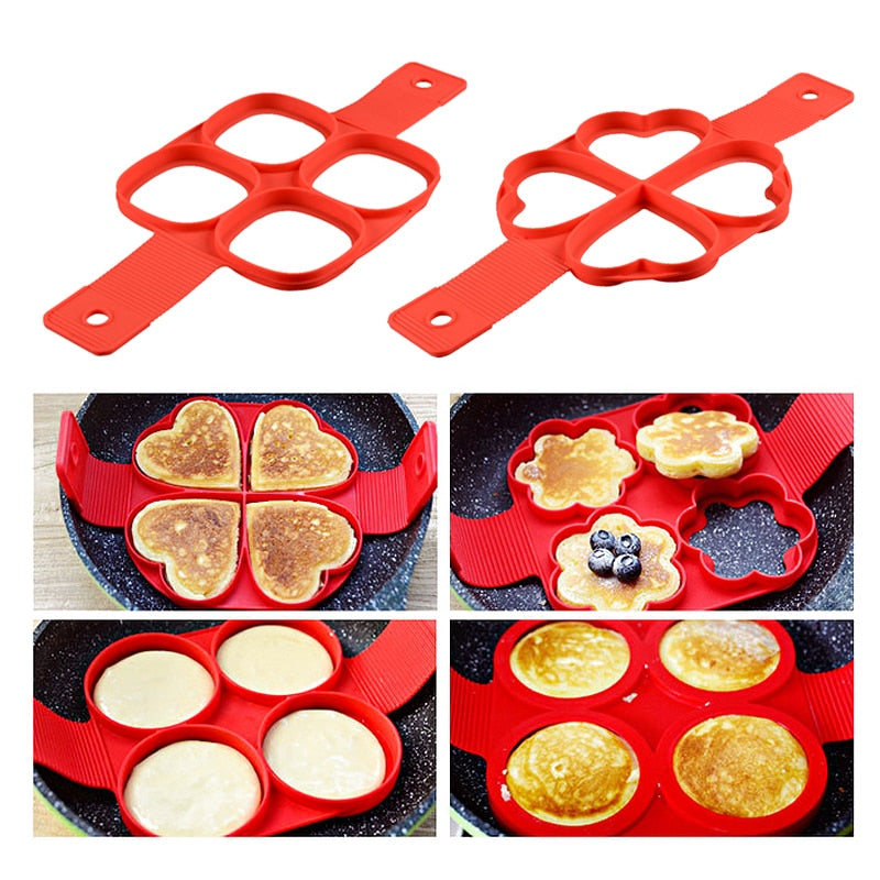 Nonstick Silicone Pancake Mold - 4 Fun Shapes by HitMyNeed