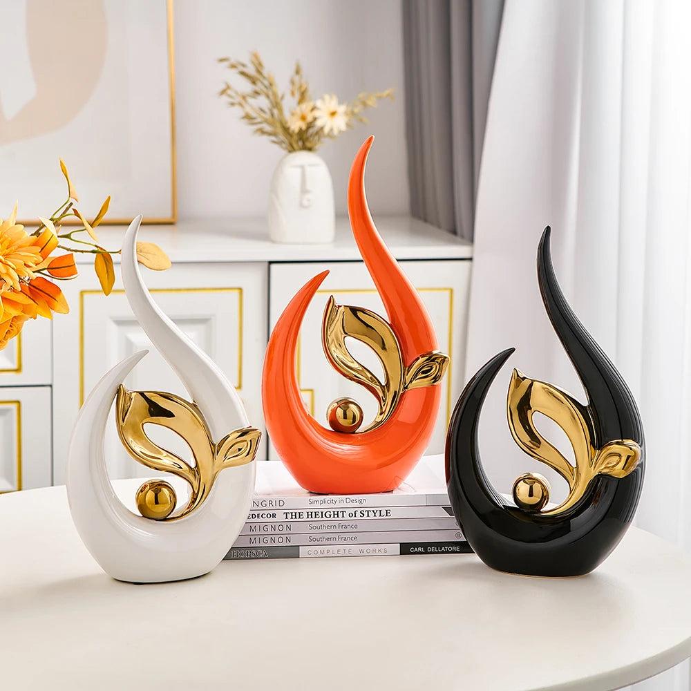 Nordic Abstract Ceramic Statue with Ambient Light by HitMyNeed