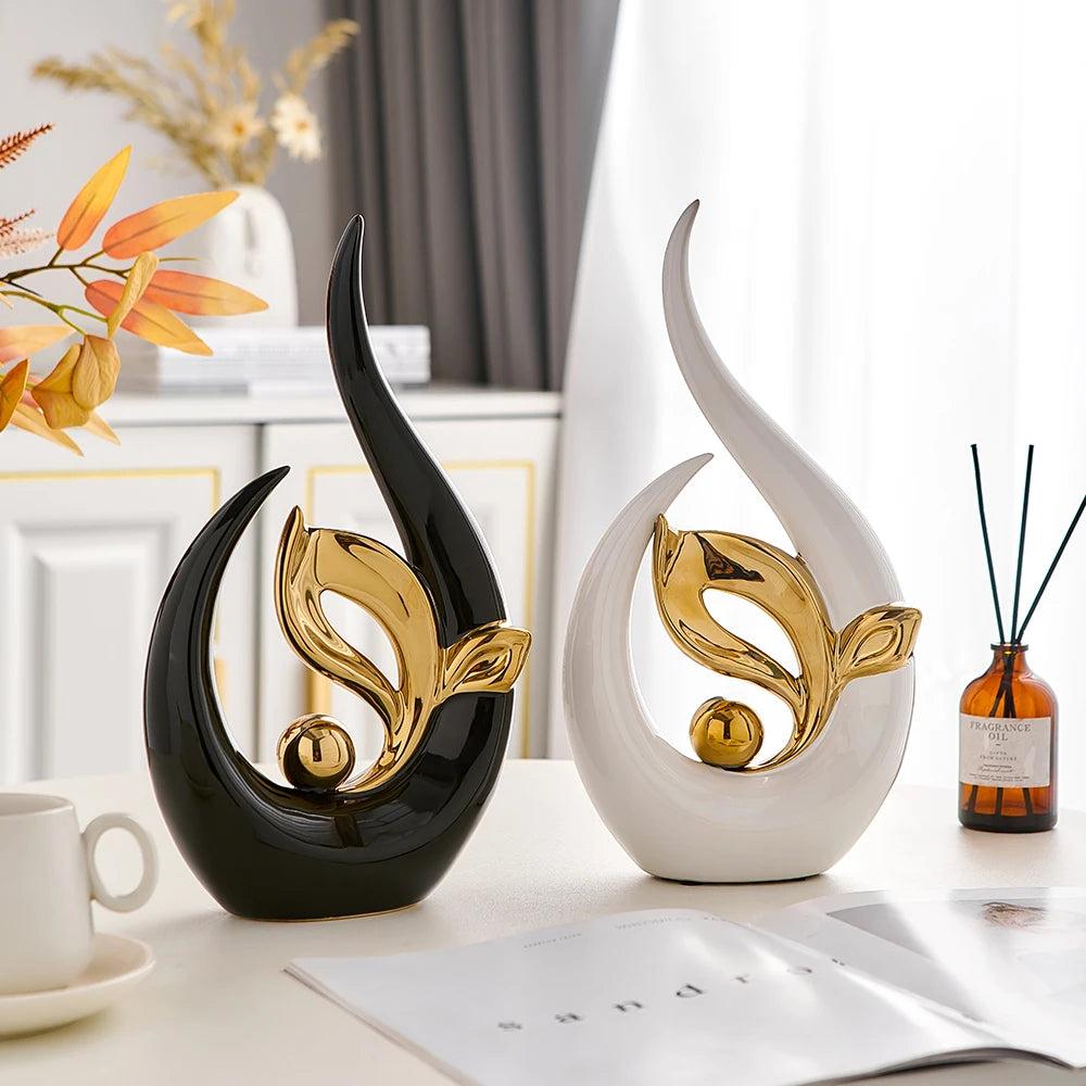 Nordic Abstract Ceramic Statue with Ambient Light by HitMyNeed