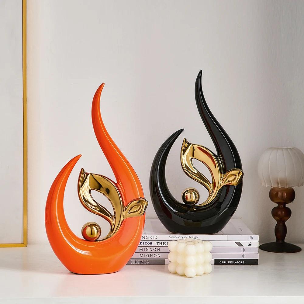 Nordic Abstract Ceramic Statue with Ambient Light by HitMyNeed