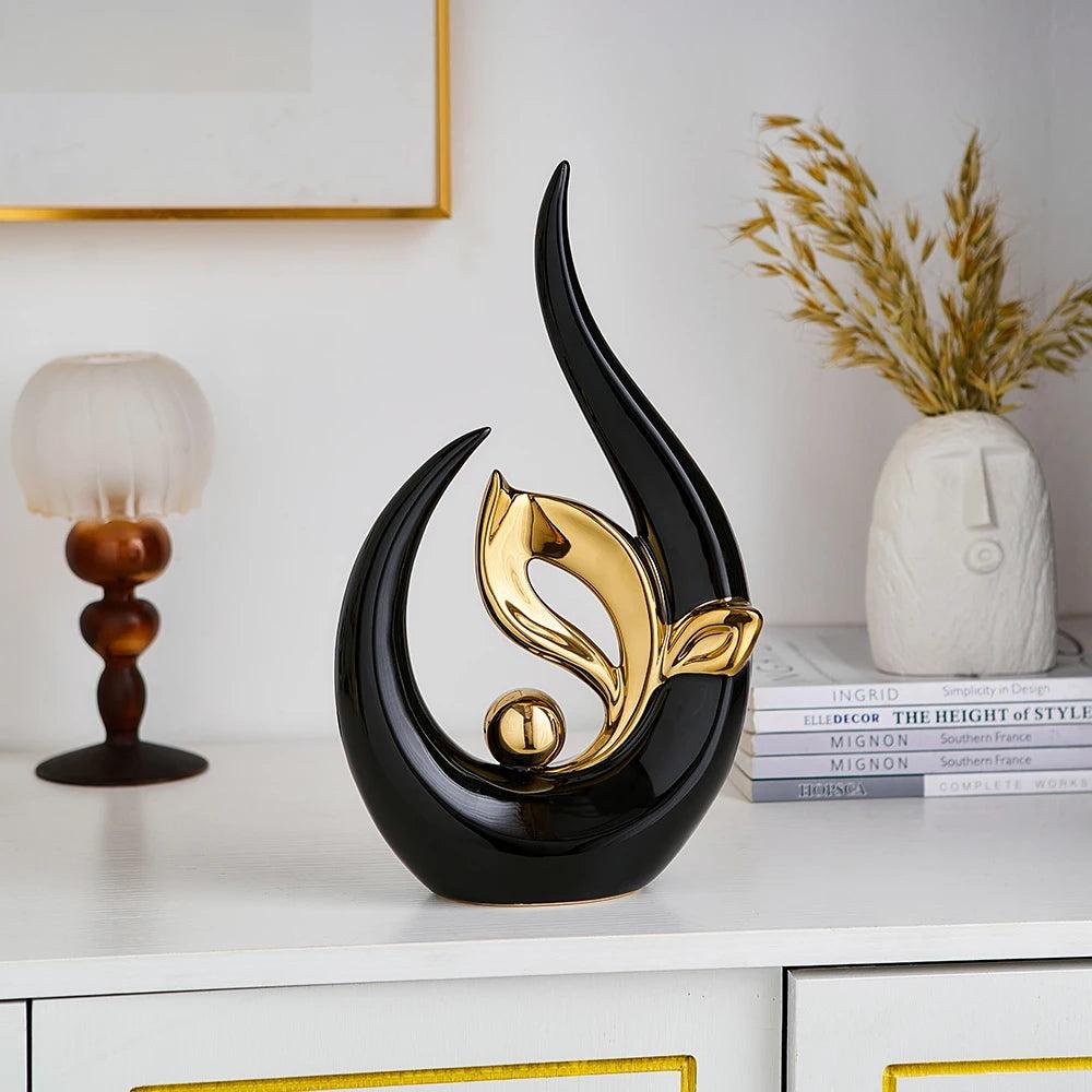 Nordic Abstract Ceramic Statue with Ambient Light by HitMyNeed