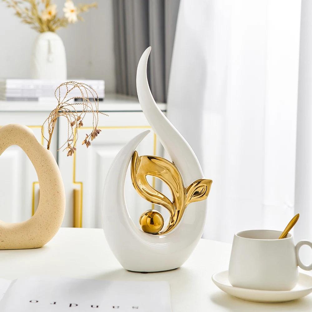 Nordic Abstract Ceramic Statue with Ambient Light by HitMyNeed