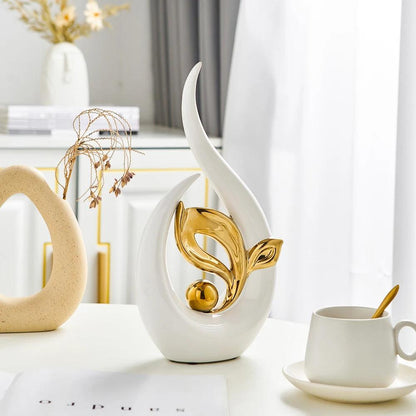 Nordic Abstract Ceramic Statue with Ambient Light by HitMyNeed