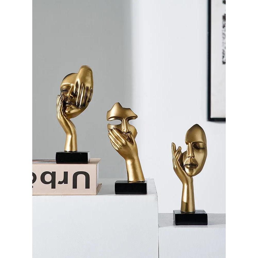Nordic Abstract Resin Face Sculpture Ornament by HitMyNeed