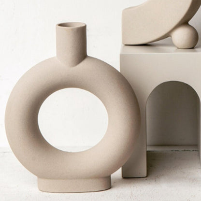 Nordic Ceramic Donut Vase - Modern Round Accent by HitMyNeed