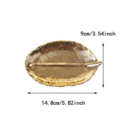 Nordic Ceramic Gold Leaf Tray for Decor & Storage by HitMyNeed