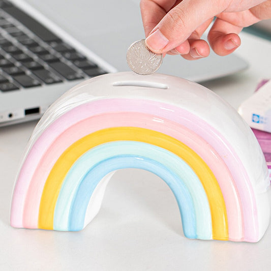 Nordic Ceramic Rainbow Piggy Bank for Kids & Home by HitMyNeed