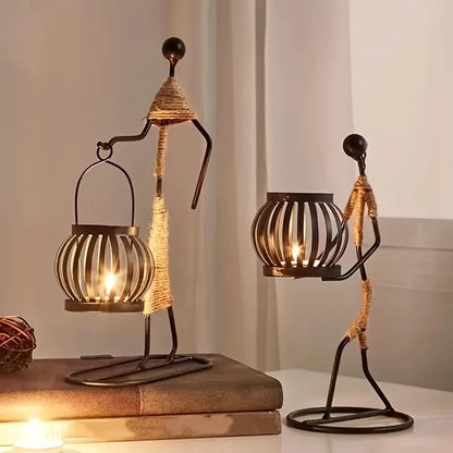 Nordic Metal Abstract Character Candle Holder by HitMyNeed