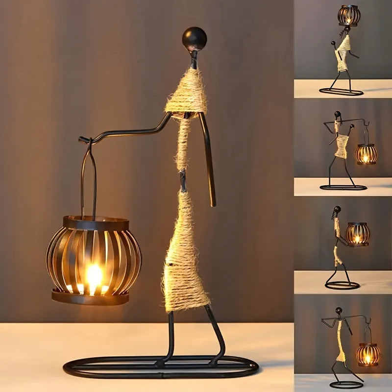 Nordic Metal Abstract Character Candle Holder by HitMyNeed