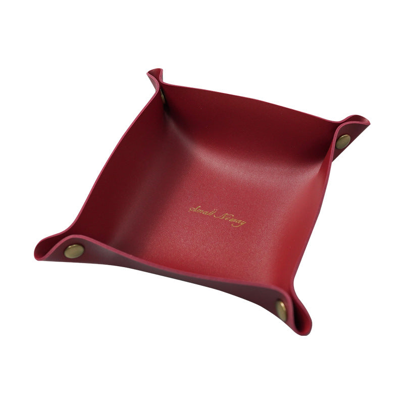 Nordic Style Leather Valet Tray Organizer 20x20cm d by HitMyNeed