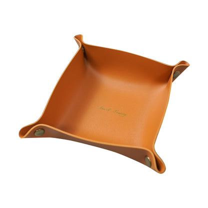 Nordic Style Leather Valet Tray Organizer 20x20cm h by HitMyNeed