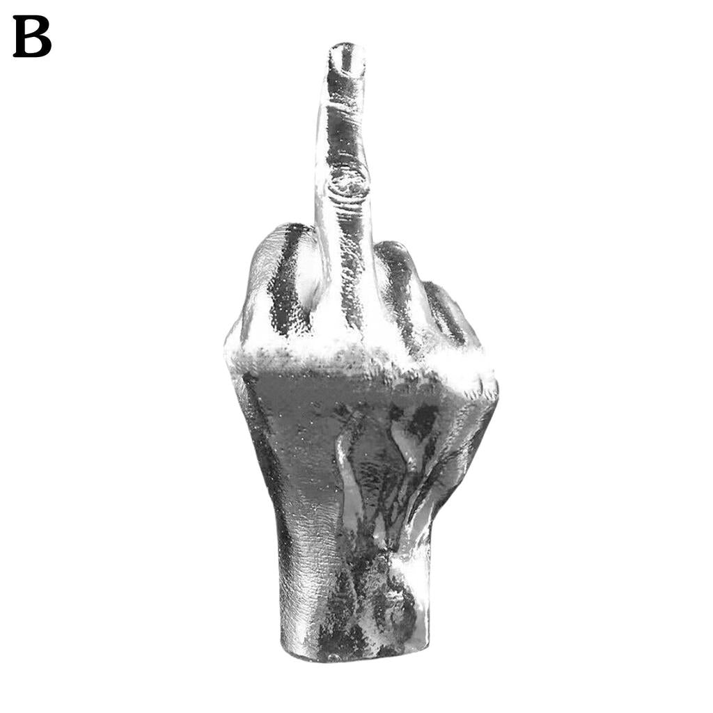 Nordic Style Middle Finger Resin Statue Planter silver by HitMyNeed