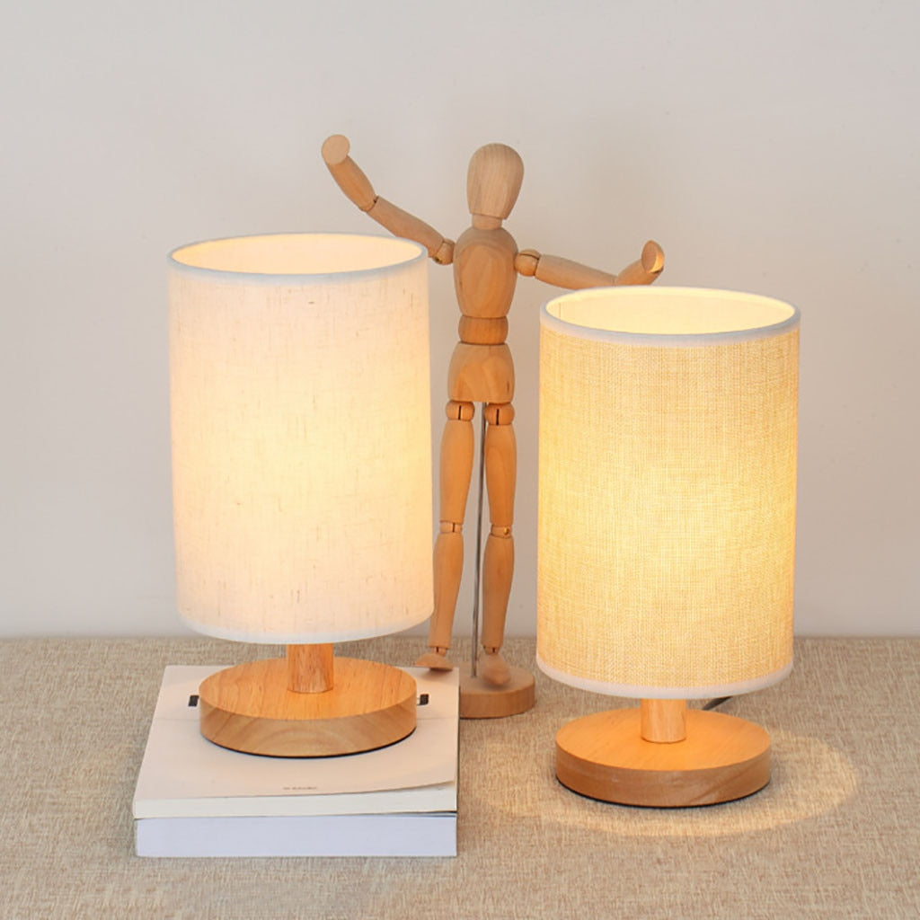 Nordic USB Wooden Bedside Table Lamp by HitMyNeed