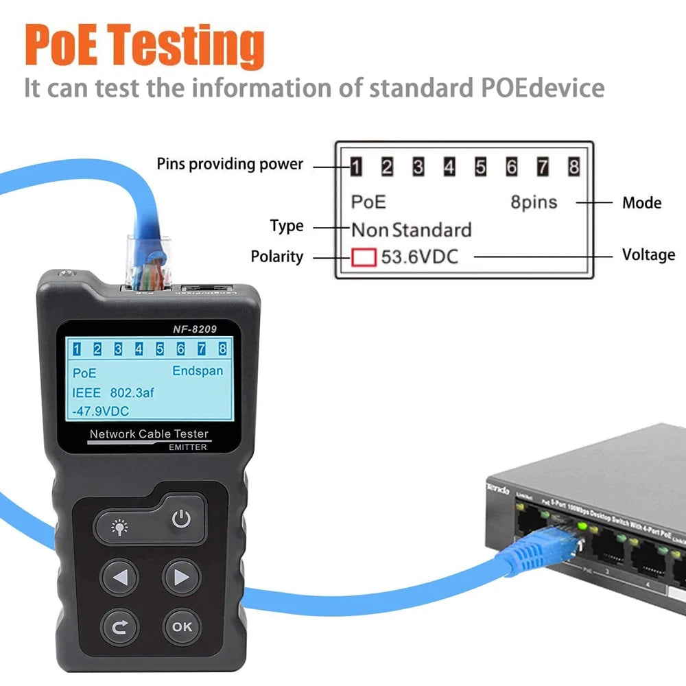 NOYAFA NF-8209 LAN Cable Length & POE Network Tester by HitMyNeed
