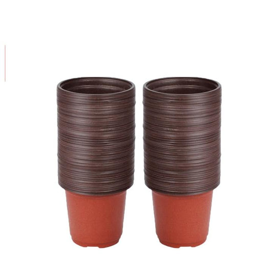 Nursery Pots 100 Pack - 10cm Plastic Plant Containers by HitMyNeed