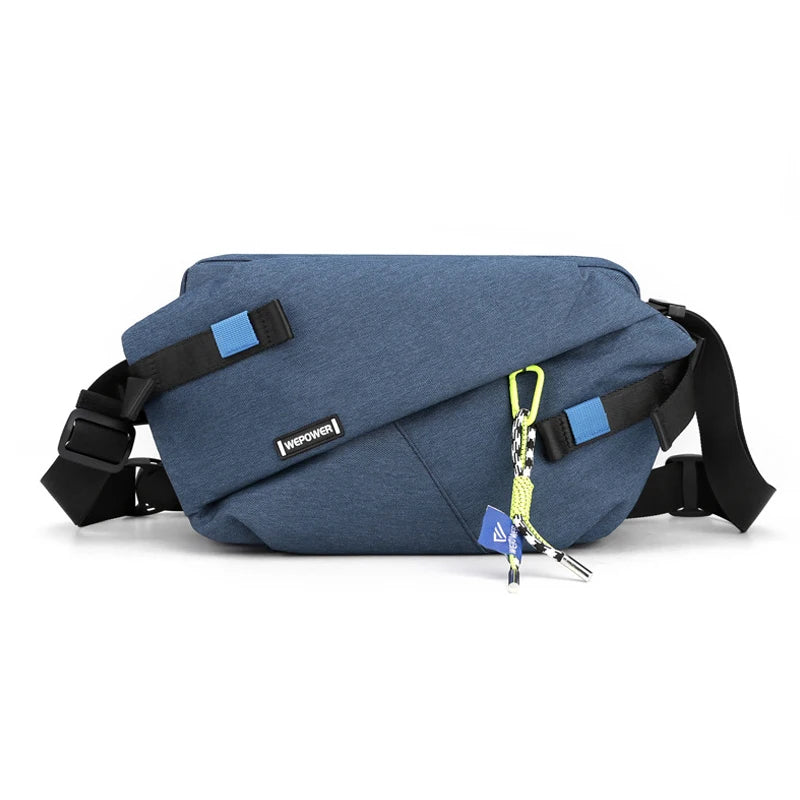 Nylon Panelled Unisex Waist & Chest Crossbody Bag blue by HitMyNeed