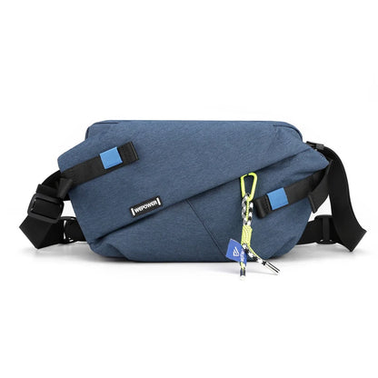 Nylon Panelled Unisex Waist & Chest Crossbody Bag blue by HitMyNeed