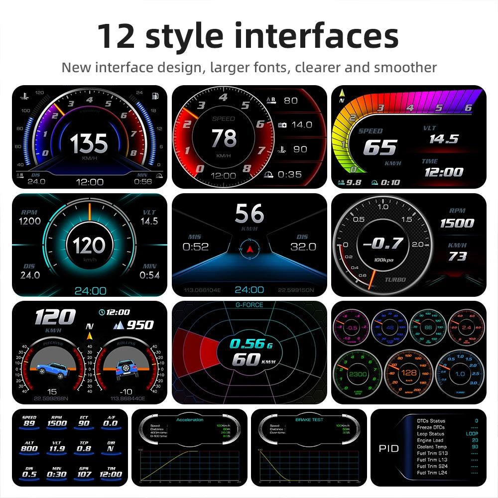 OBD2 + GPS HUD Digital Speedometer with Alarms by HitMyNeed