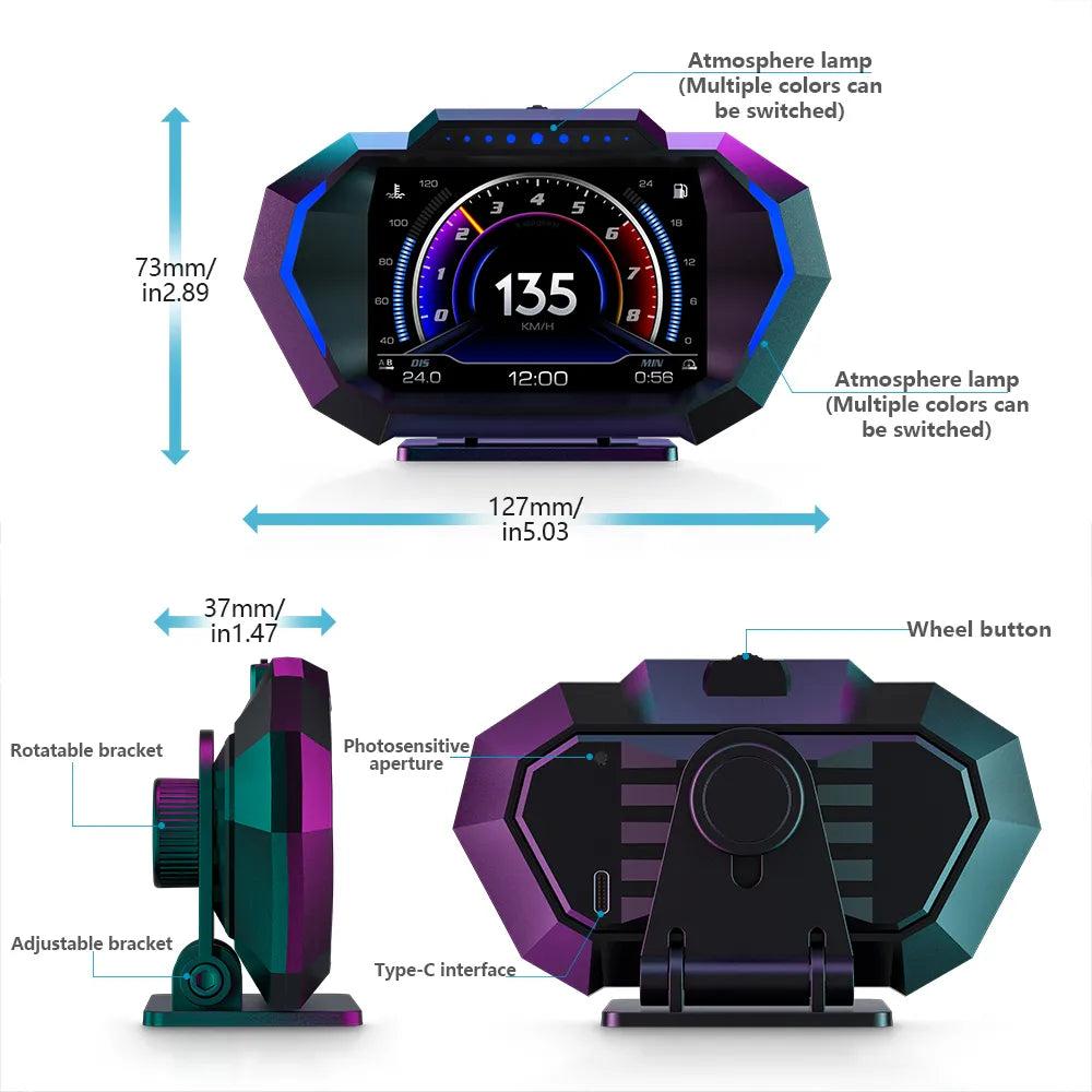 OBD2 + GPS HUD Digital Speedometer with Alarms by HitMyNeed