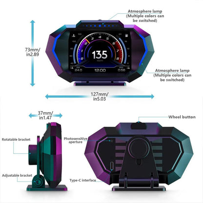 OBD2 + GPS HUD Digital Speedometer with Alarms by HitMyNeed