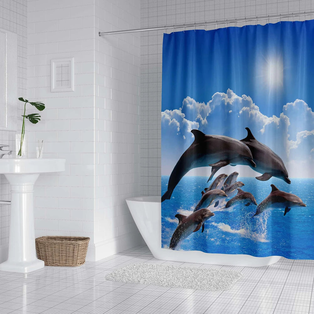 Ocean Dolphin Shower Curtain with 3D Sea Design by HitMyNeed