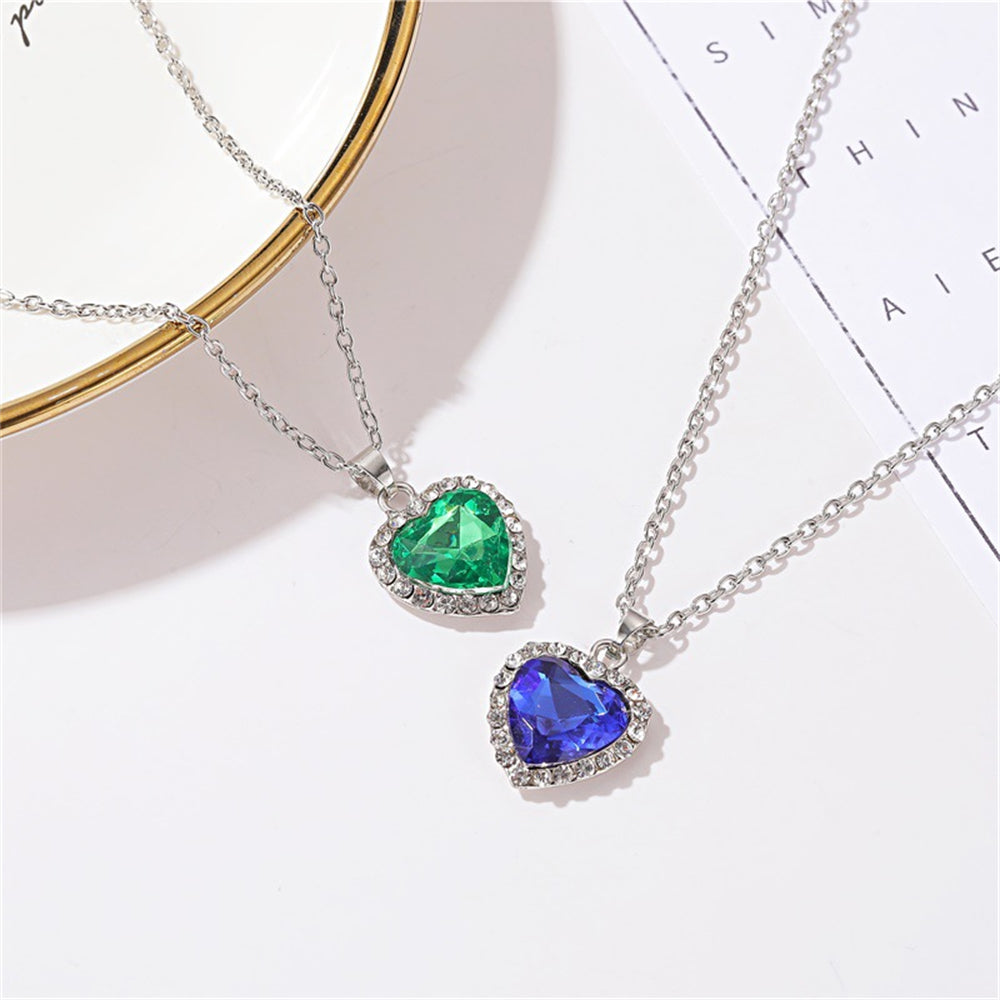 Ocean Heart Blue Crystal Necklace for Women by HitMyNeed