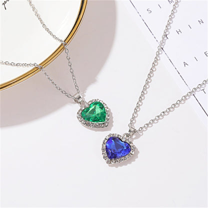 Ocean Heart Blue Crystal Necklace for Women by HitMyNeed