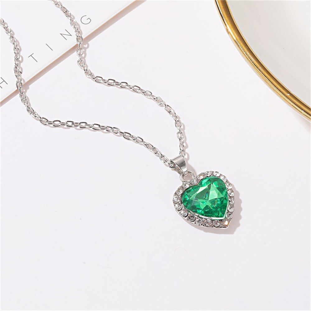 Ocean Heart Blue Crystal Necklace for Women by HitMyNeed