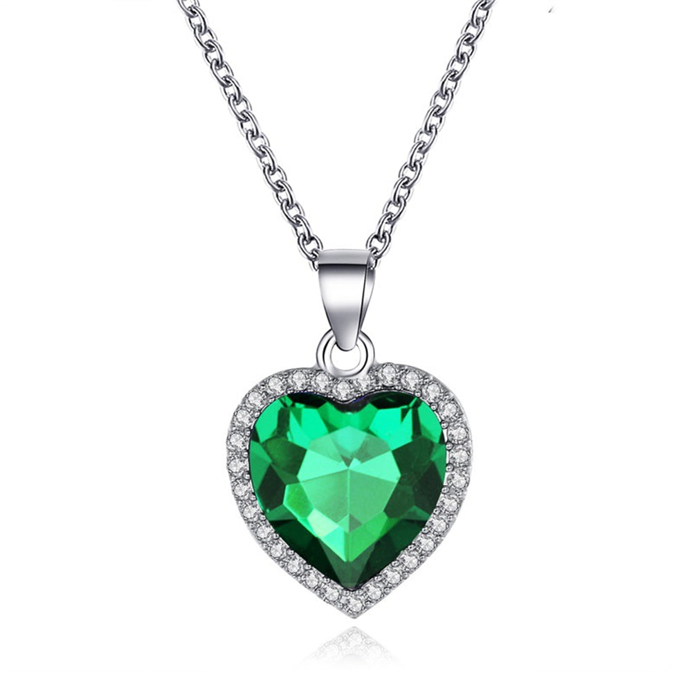 Ocean Heart Blue Crystal Necklace for Women a by HitMyNeed