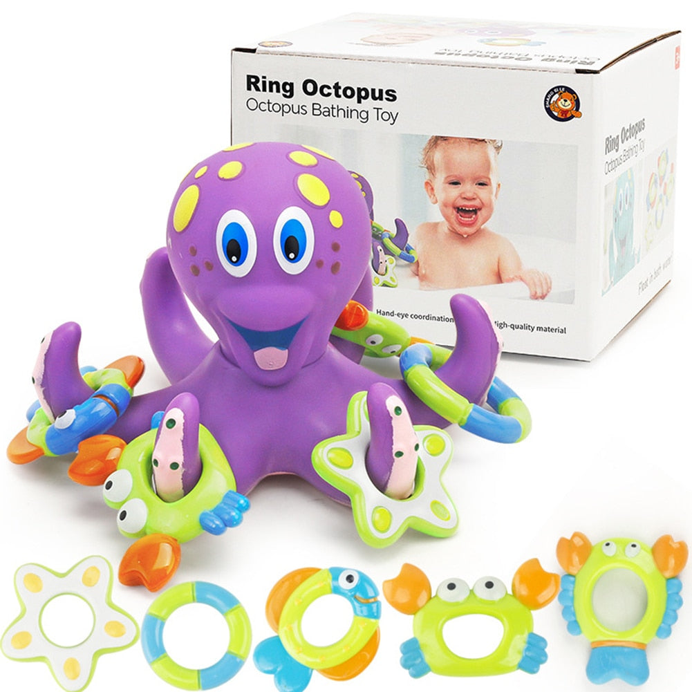 Octopus Bath Toy Shower Play Set with Rings by HitMyNeed