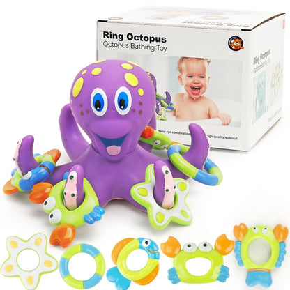 Octopus Bath Toy Shower Play Set with Rings by HitMyNeed