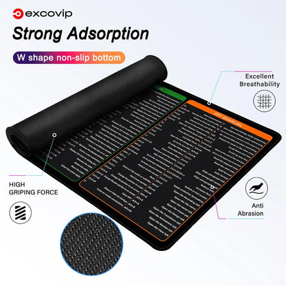 Office Shortcuts Extended Mouse Pad for Desk & Gaming by HitMyNeed