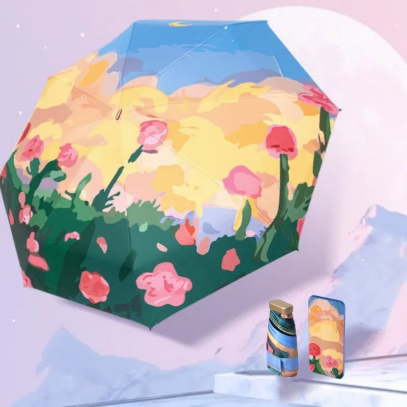 Oil Painting Compact UV Umbrella for Handbag by HitMyNeed