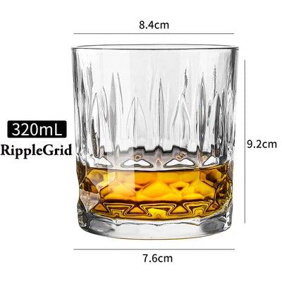 Old Fashioned Whiskey Glasses Set for Scotch & Bourbon ripplegrid by HitMyNeed