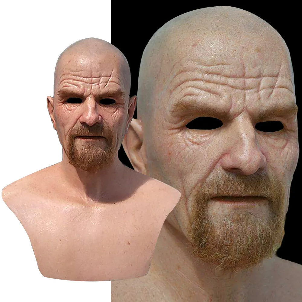 Old Man Wrinkle Full Head Mask for Halloween & Cosplay by HitMyNeed