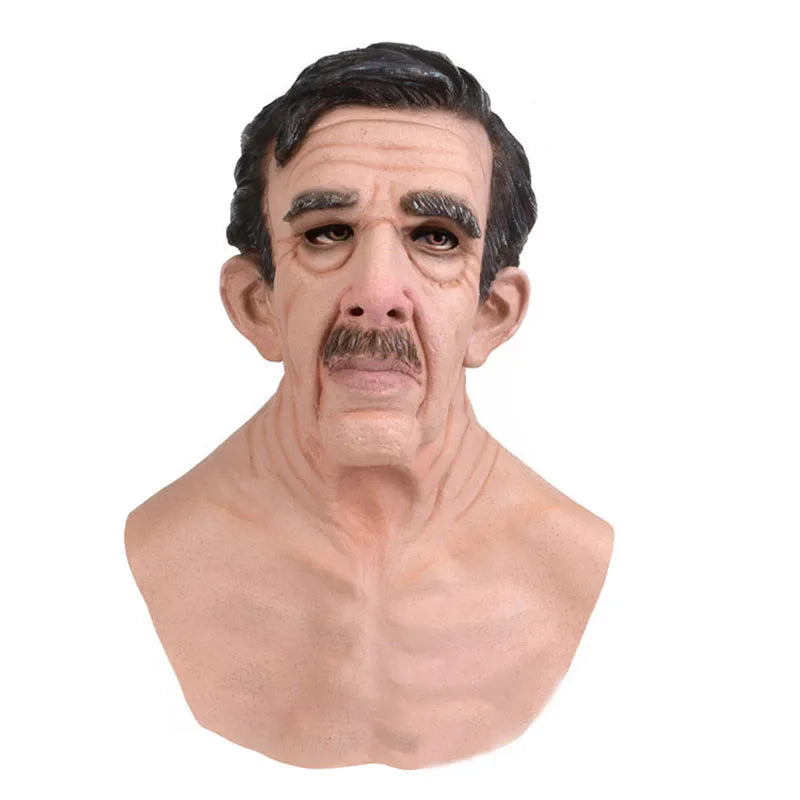 Old Man Wrinkle Full Head Mask for Halloween & Cosplay 5.0 by HitMyNeed