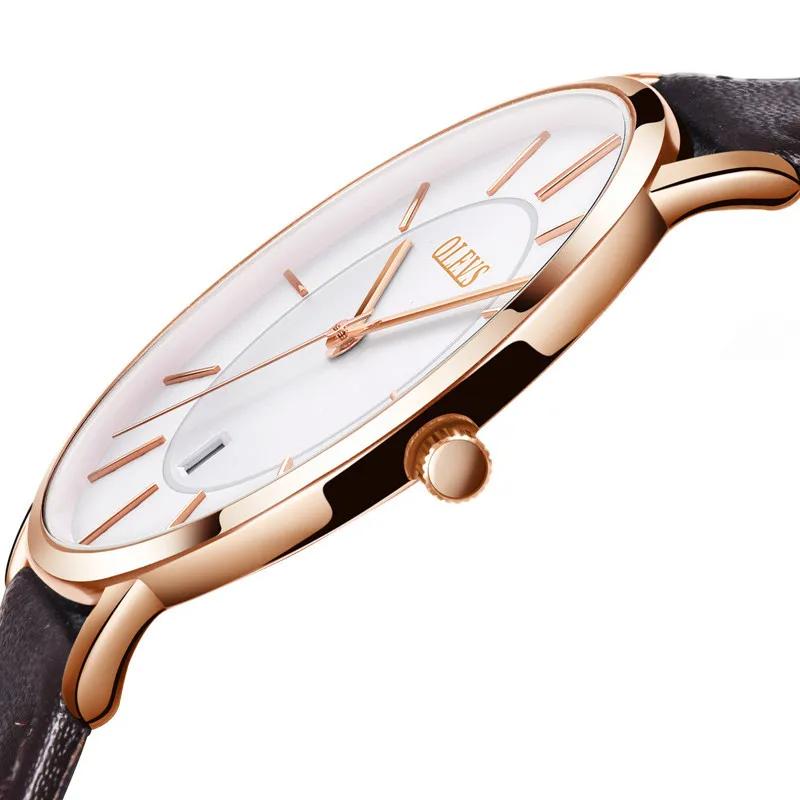 OLEVS Men's Slim Quartz Watch with Leather Strap by HitMyNeed