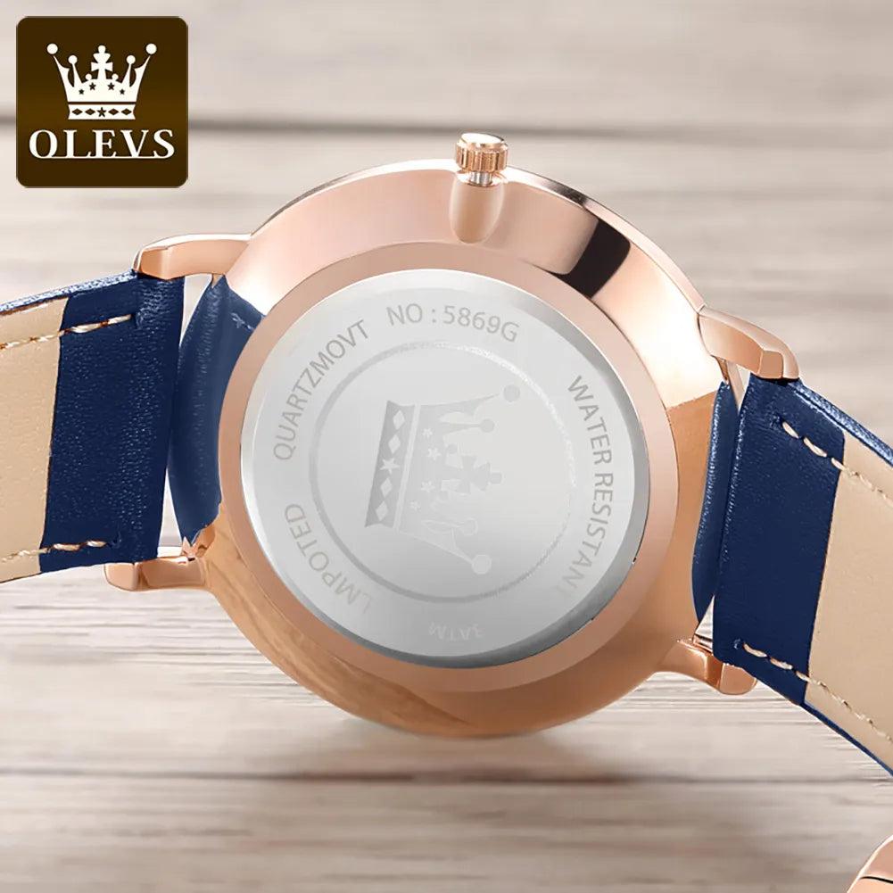 OLEVS Men's Slim Quartz Watch with Leather Strap by HitMyNeed
