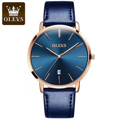 OLEVS Men's Slim Quartz Watch with Leather Strap 2 by HitMyNeed