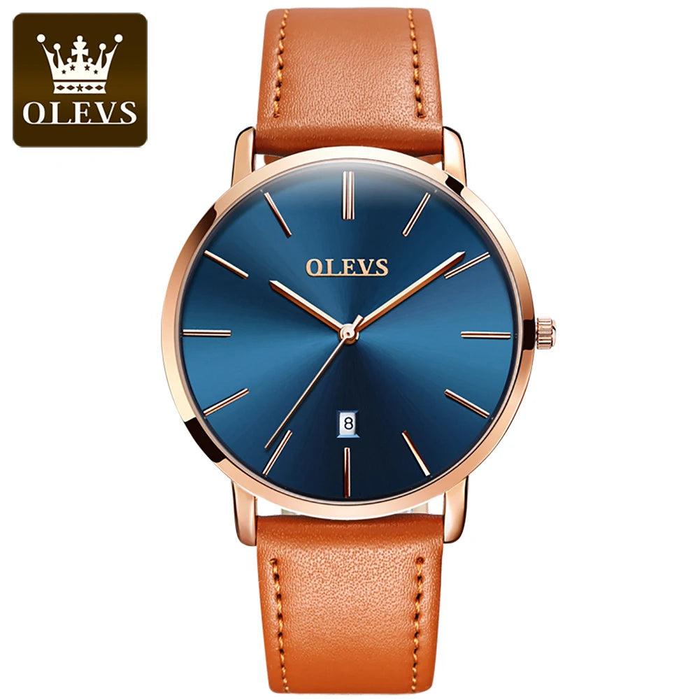 OLEVS Men's Slim Quartz Watch with Leather Strap 3 by HitMyNeed