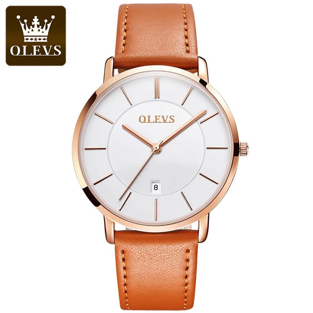 OLEVS Men's Slim Quartz Watch with Leather Strap 4 by HitMyNeed