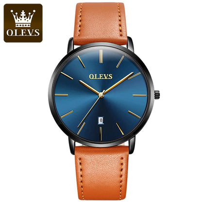 OLEVS Men's Slim Quartz Watch with Leather Strap 8 by HitMyNeed