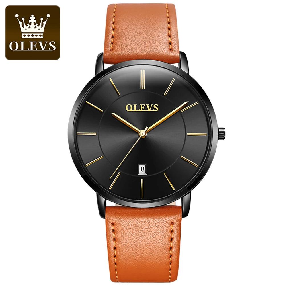 OLEVS Men's Slim Quartz Watch with Leather Strap 9 by HitMyNeed
