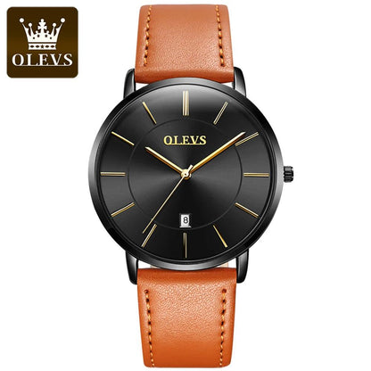 OLEVS Men's Slim Quartz Watch with Leather Strap 9 by HitMyNeed