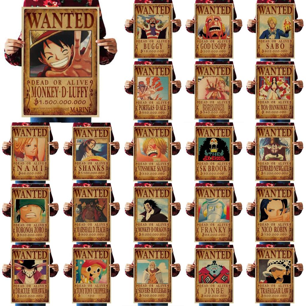 One Piece Wanted Posters Set of 20 (Kraft Paper) by HitMyNeed