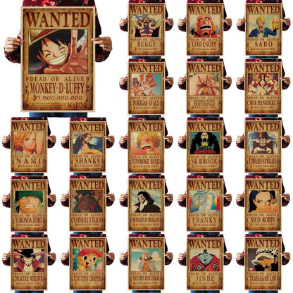 One Piece Wanted Posters Set of 20 (Kraft Paper) by HitMyNeed