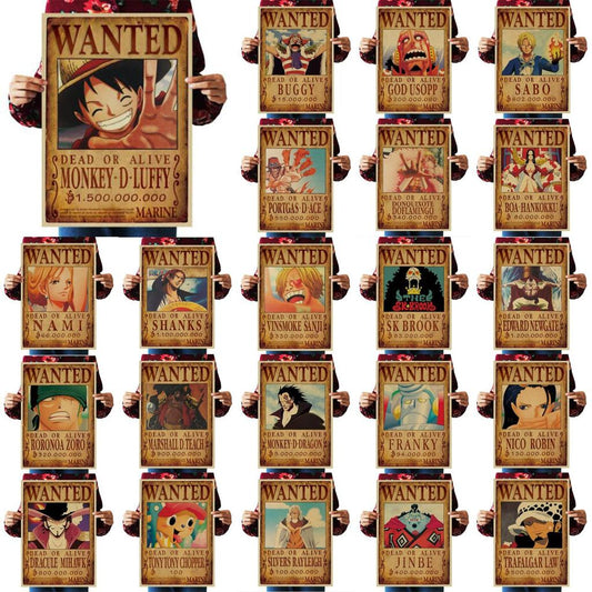 One Piece Wanted Posters Set of 20 (Kraft Paper) by HitMyNeed